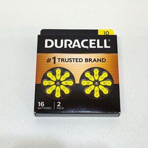Duracell Size 10 Hearing Aid Batteries Zinc Air 1.45V 16-Pack Long-Lasting Power